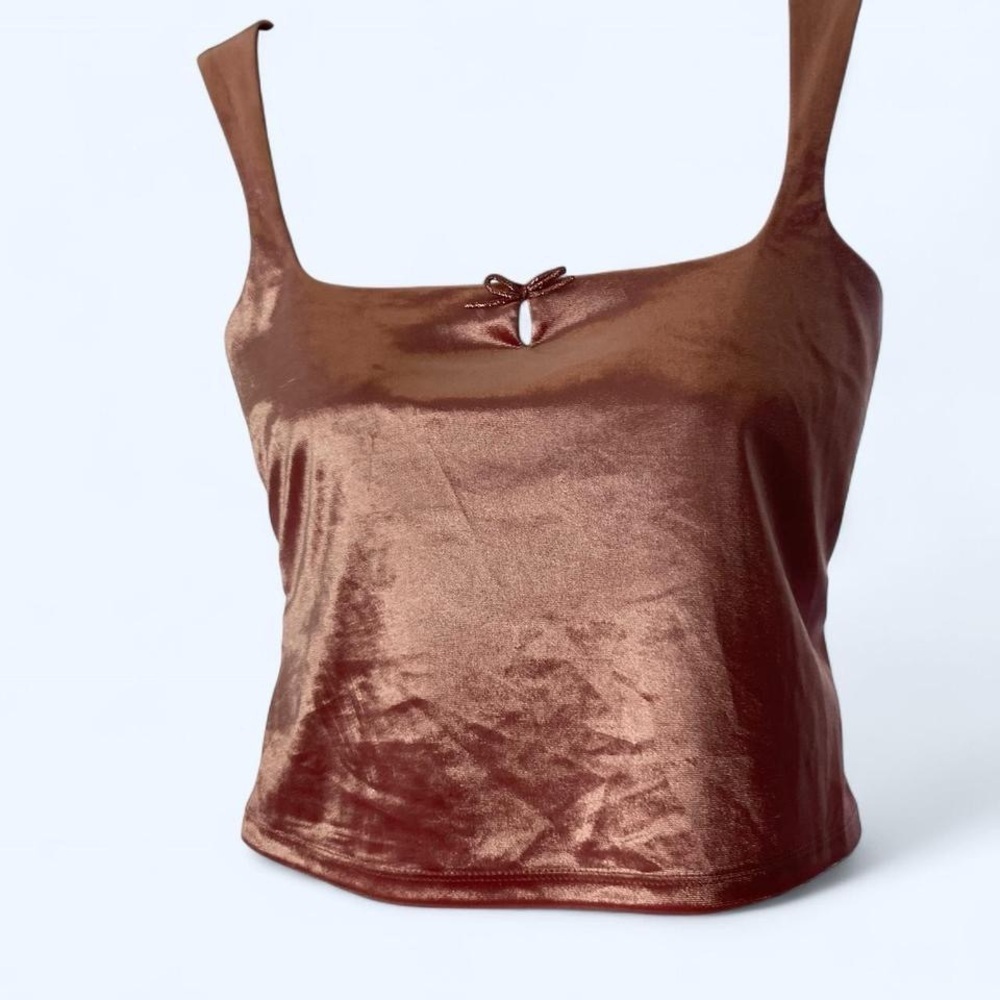 Pink velvet tank top with bow detail #velvet #tanktop M